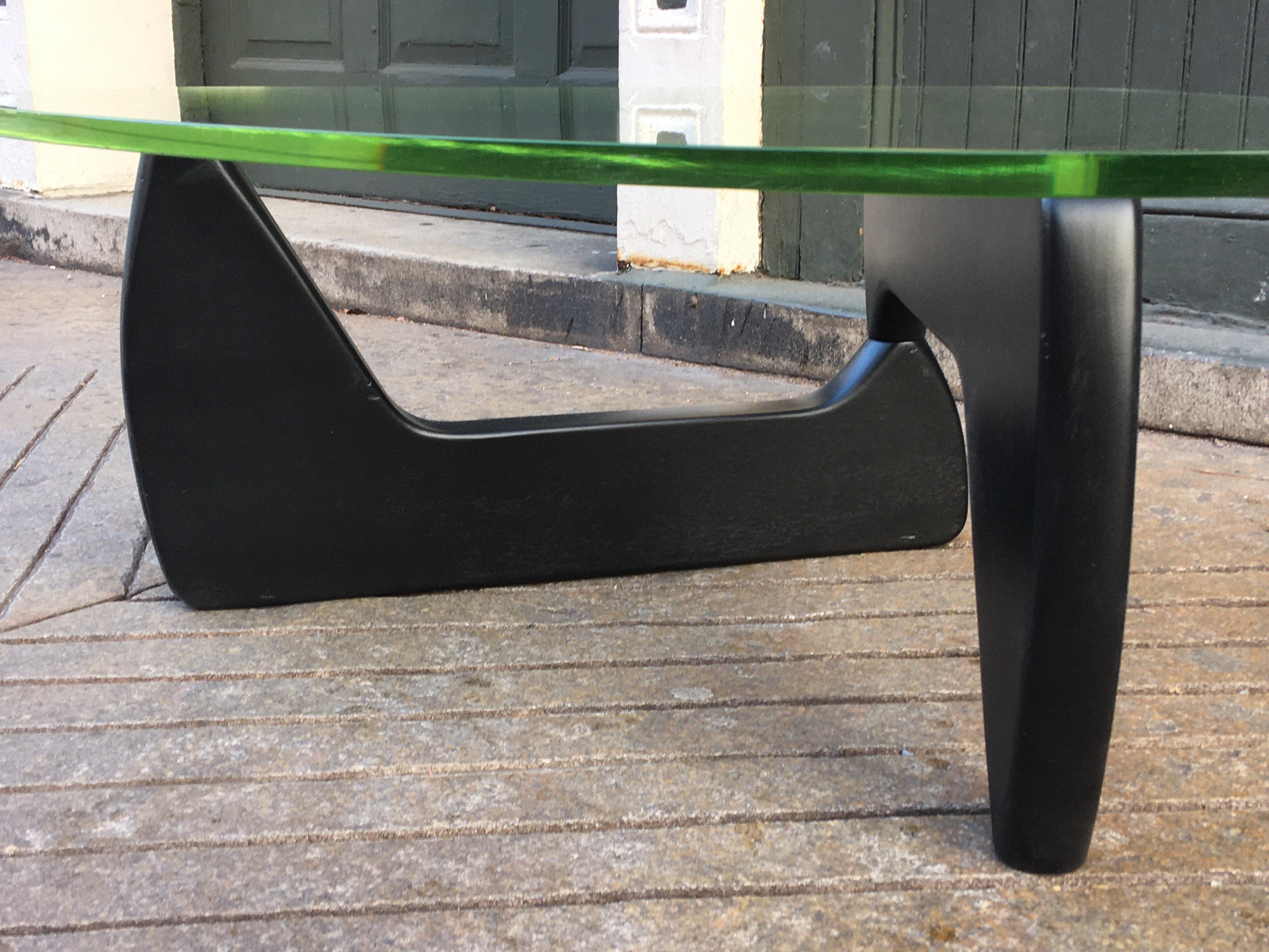American Noguchi Style Glass and Wood Coffee Table
