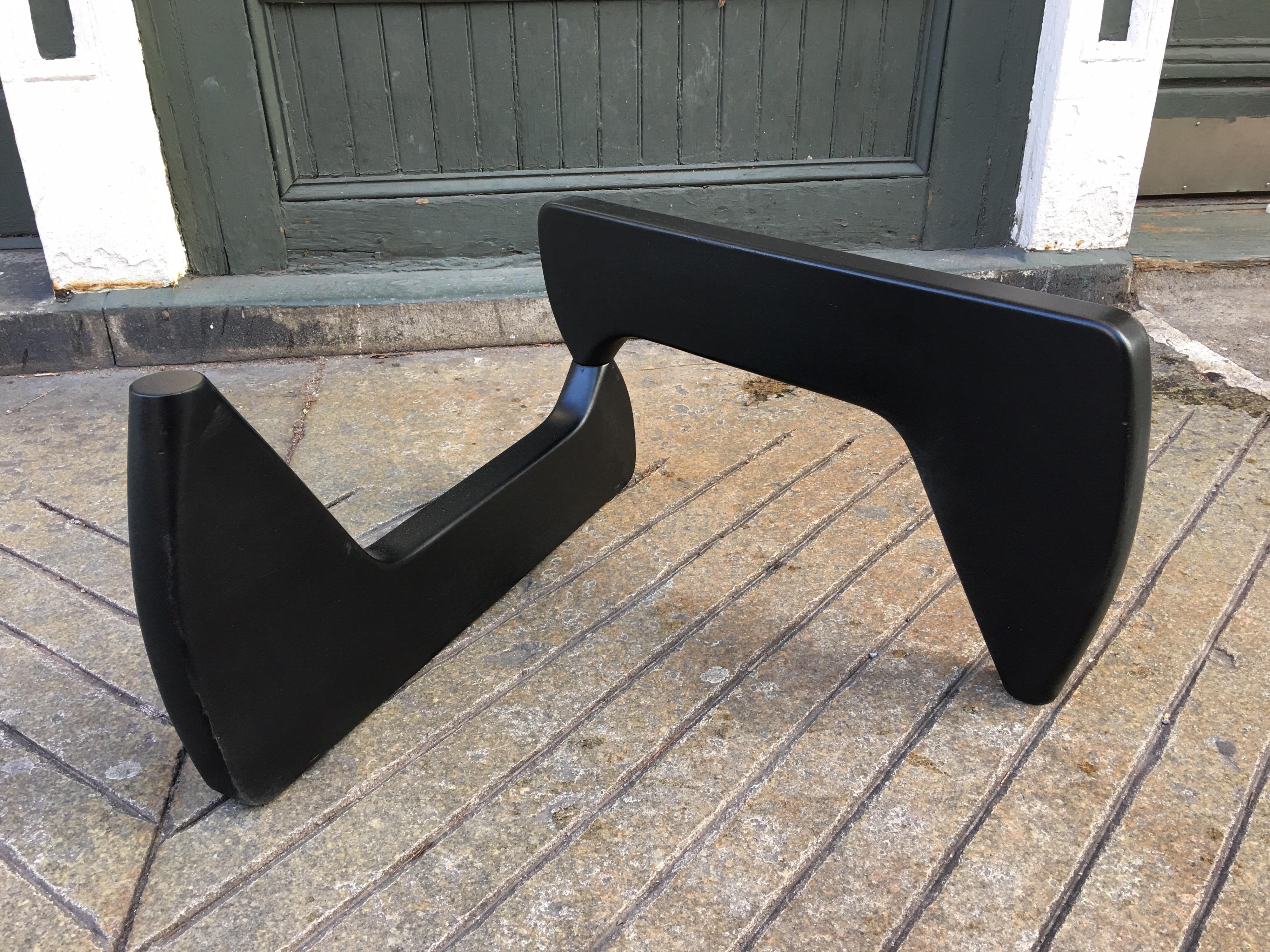 Noguchi Style Glass and Wood Coffee Table In Good Condition In Philadelphia, PA