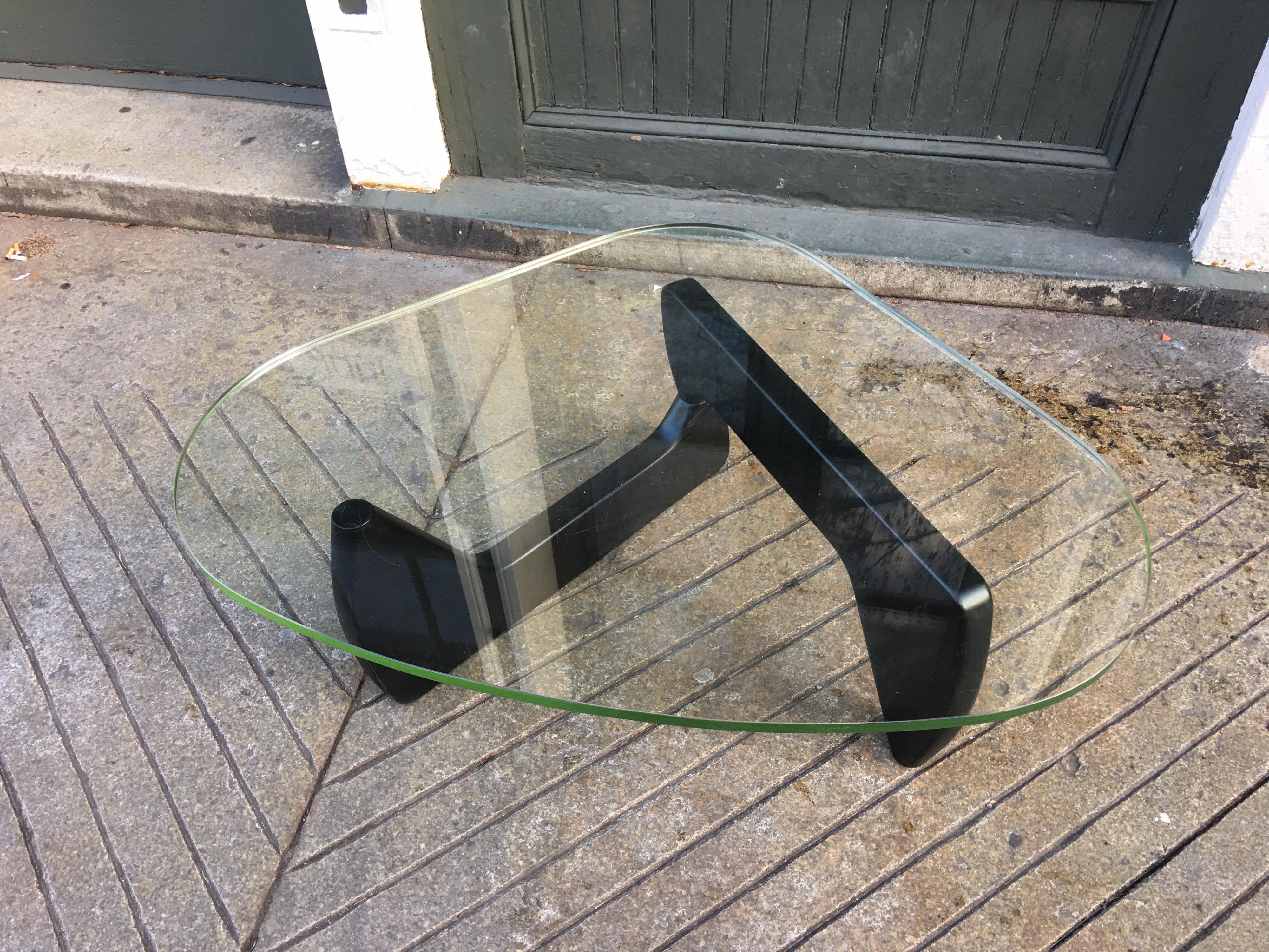 Mid-20th Century Noguchi Style Glass and Wood Coffee Table