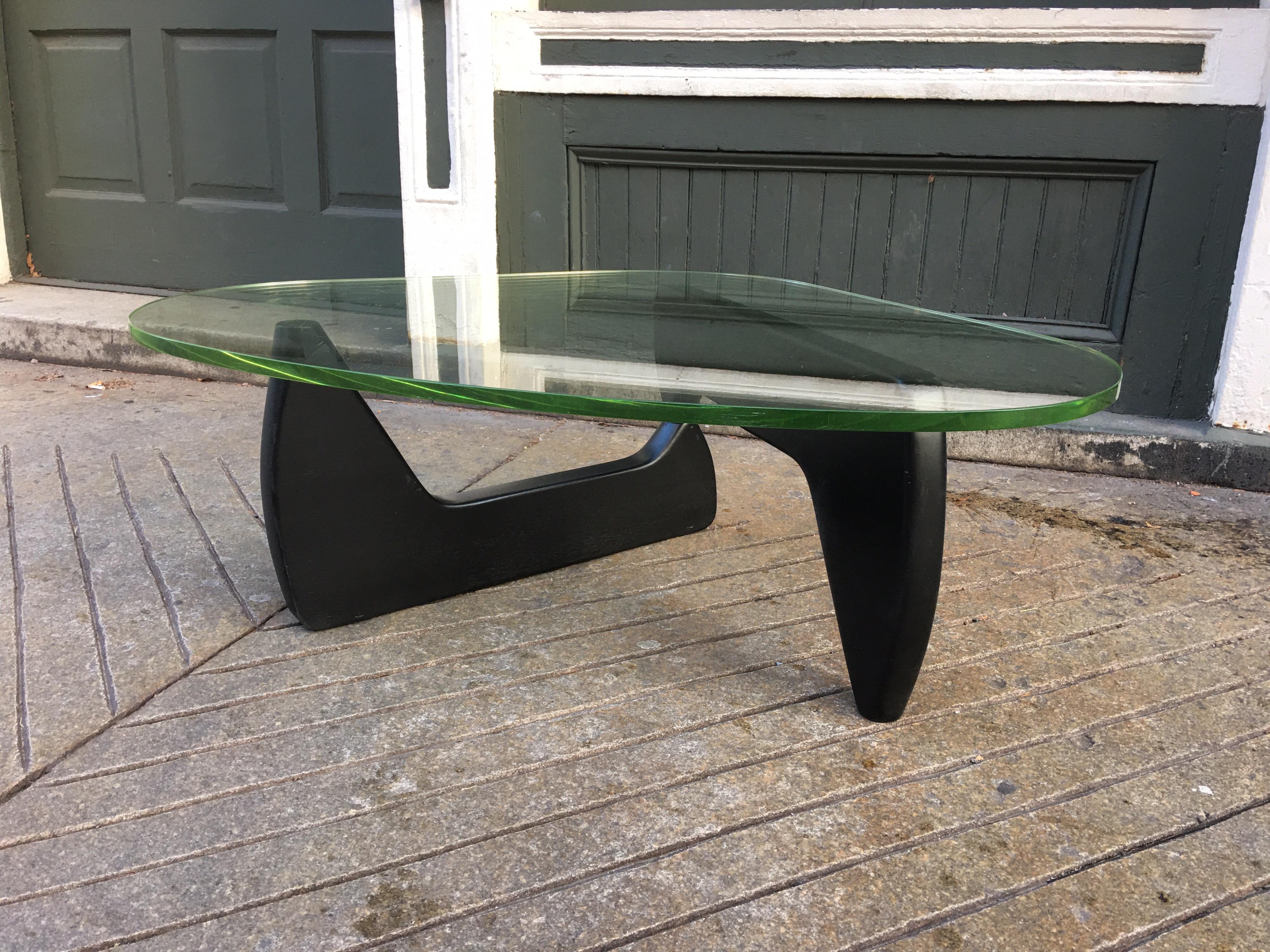 Noguchi Style Glass and Wood Coffee Table 1