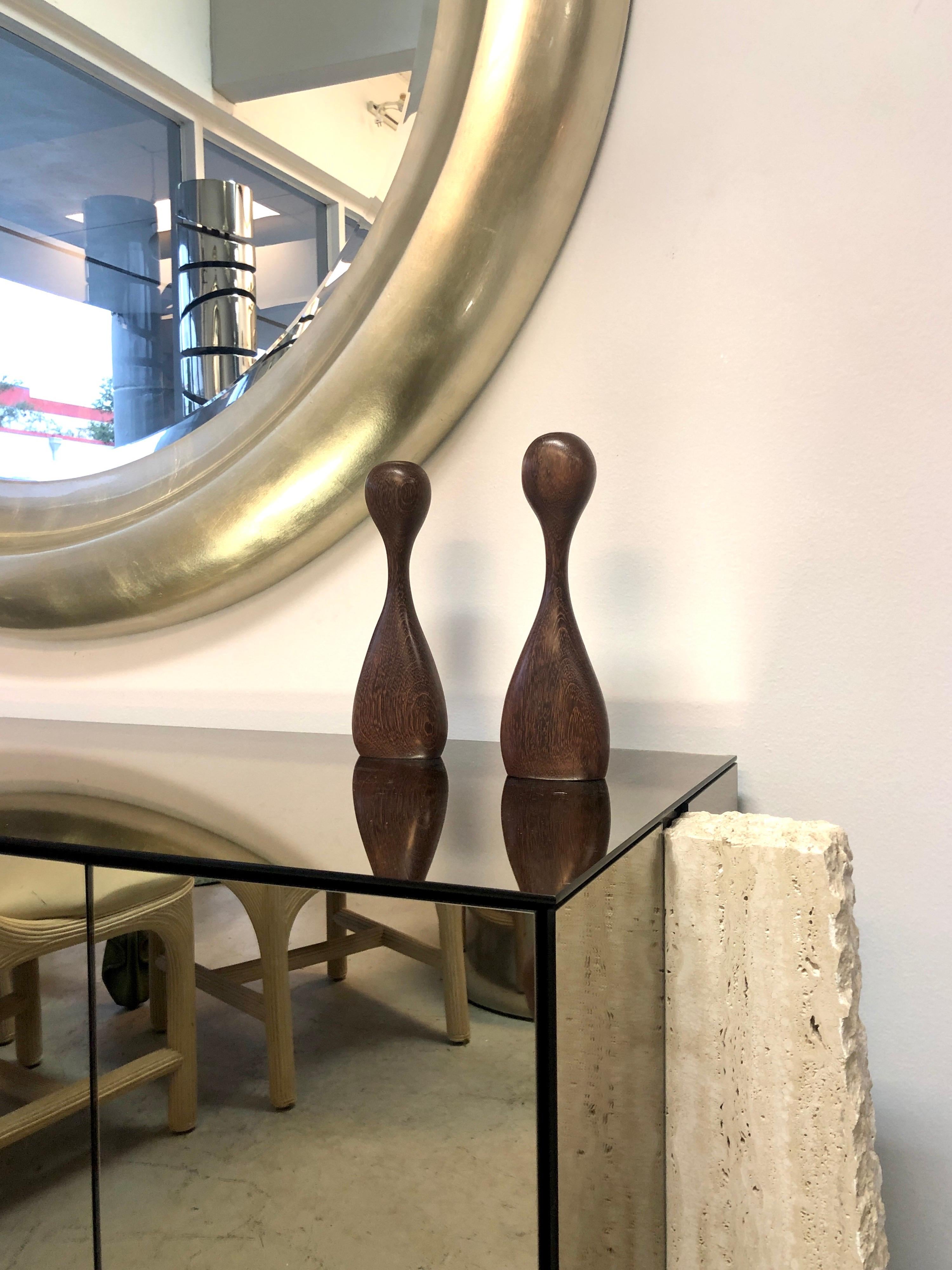 Mid-20th Century Noguchi Style Sculptural Hard Wood Studio Candleholders, 1960s For Sale