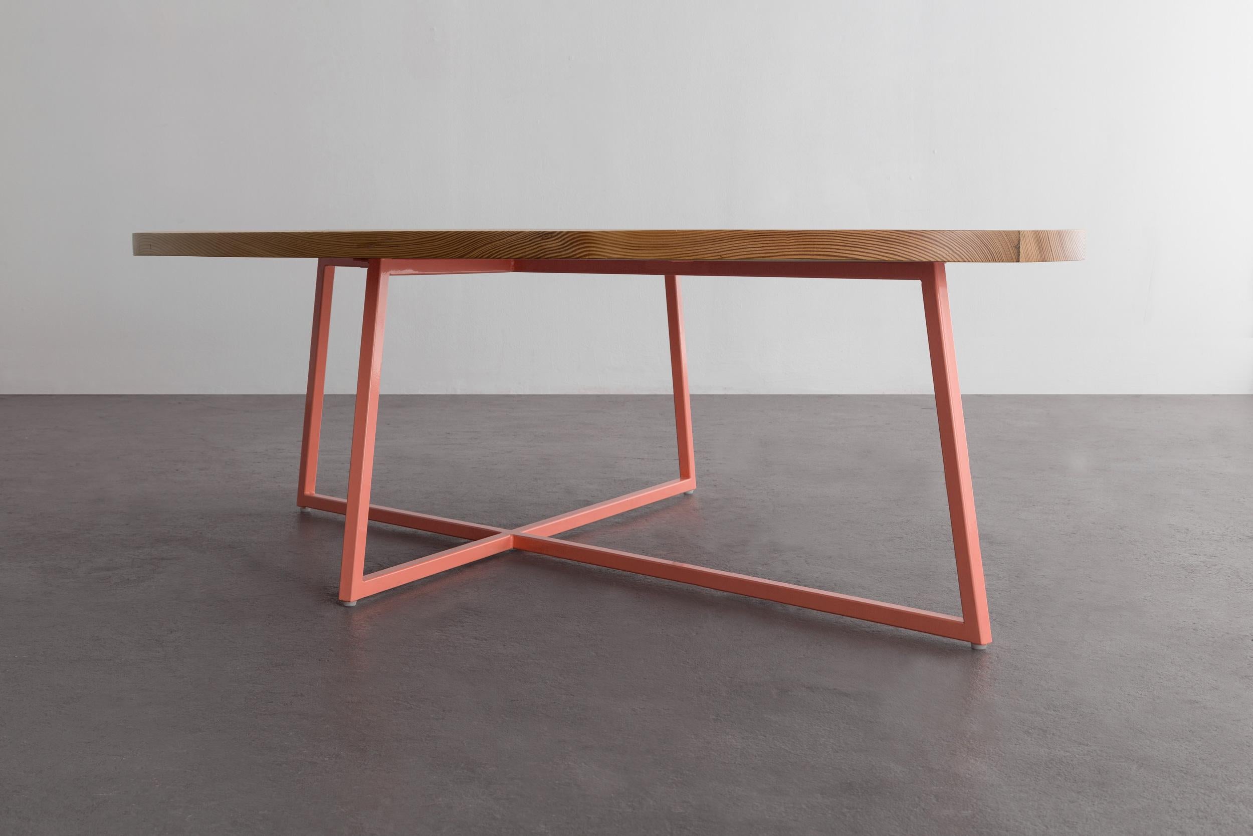 Noguchoff Coffee Table, Shown in White Oak and Salmon Orange, Handmade in USA In New Condition In Brooklyn, NY