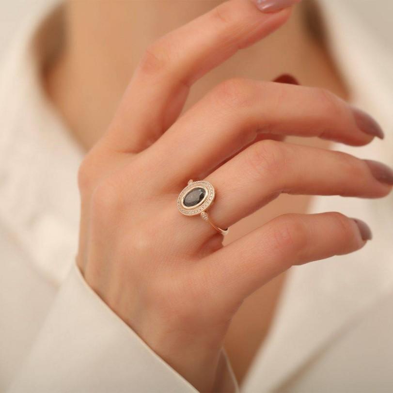 Moderne 1.00ct Vintage Salt and Pepper Diamond Ring (bague à diamants sel et poivre) en vente