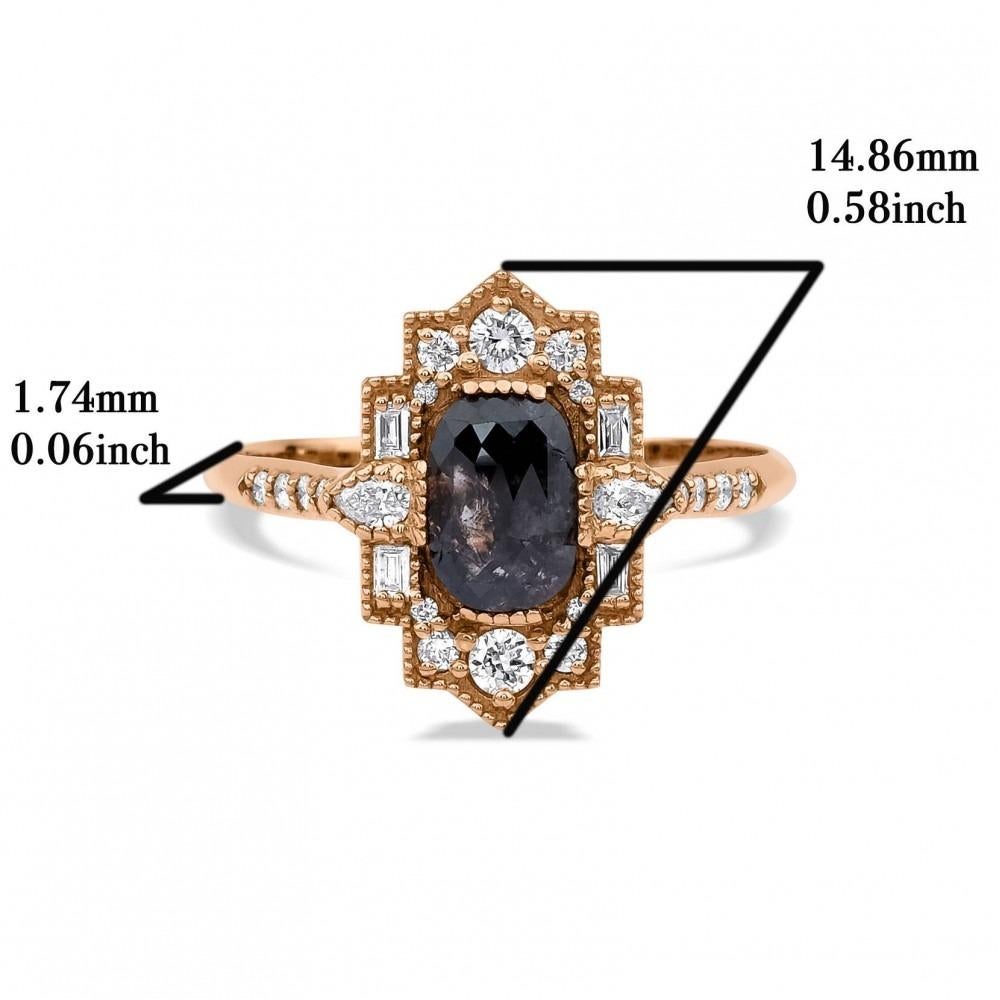 1.38ct Salt And Pepper Diamond Engagement Ring In New Condition For Sale In Fatih, 34