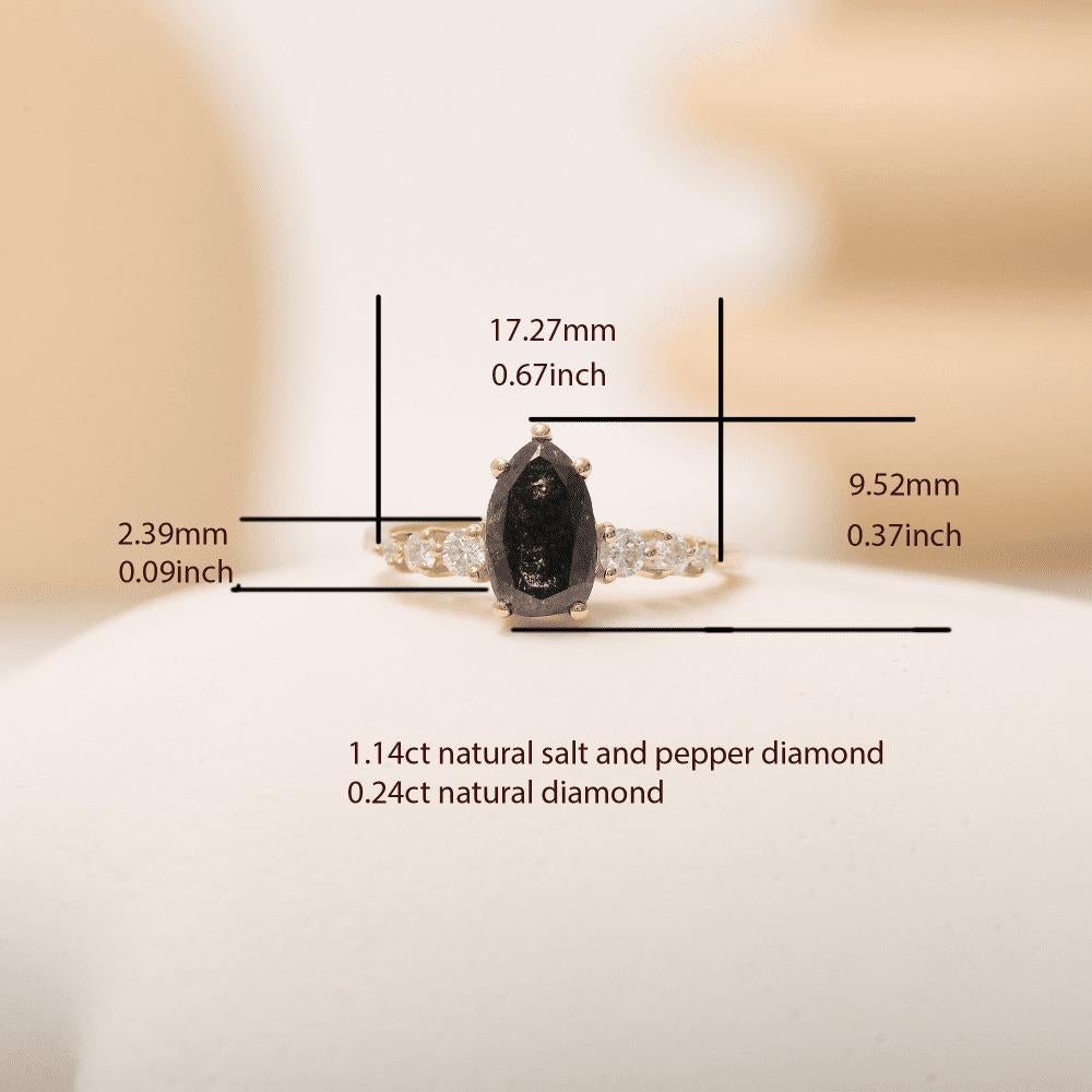 1.38ct Salt And Pepper Diamond Ring In New Condition For Sale In Fatih, 34