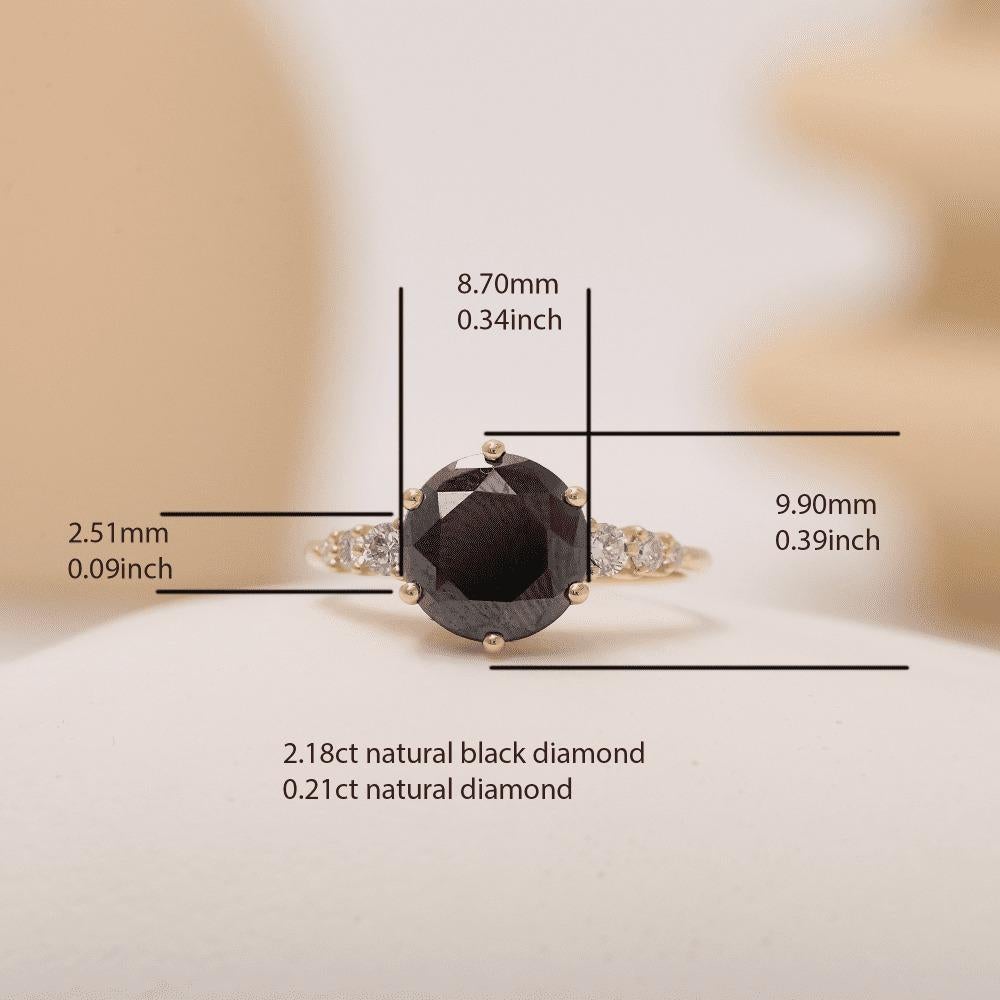 Women's 2.39ct Black Diamond Engagement Ring For Sale