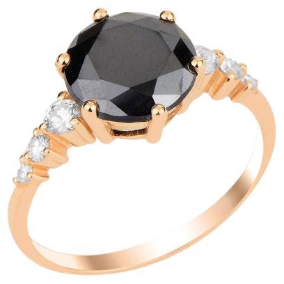 2.39ct Black Diamond Engagement Ring For Sale