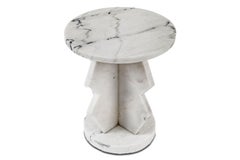 Noir Belasco White Marble Side Table