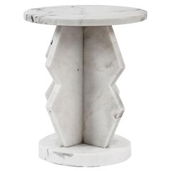 Noir Belasco White Marble Side Table
