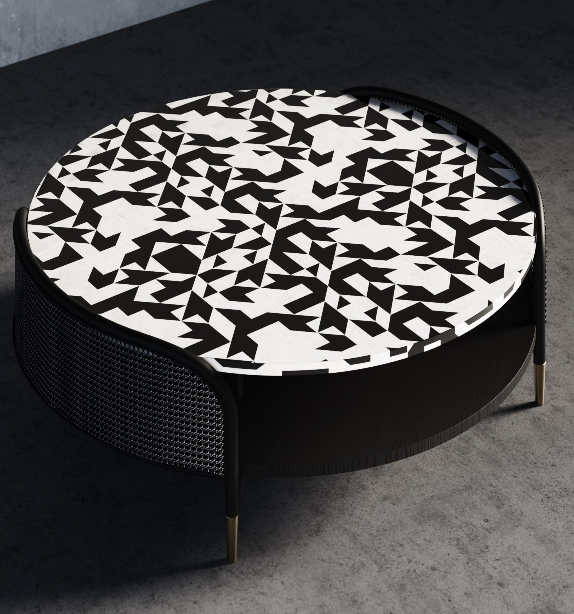 Featuring intricately patterned inlaid bone and resin Center Tables. The Noir collection creates a striking vision of geometric beauty. Our Bone Inlay collection is crafted in India by highly skilled craftsmen using traditional techniques that have