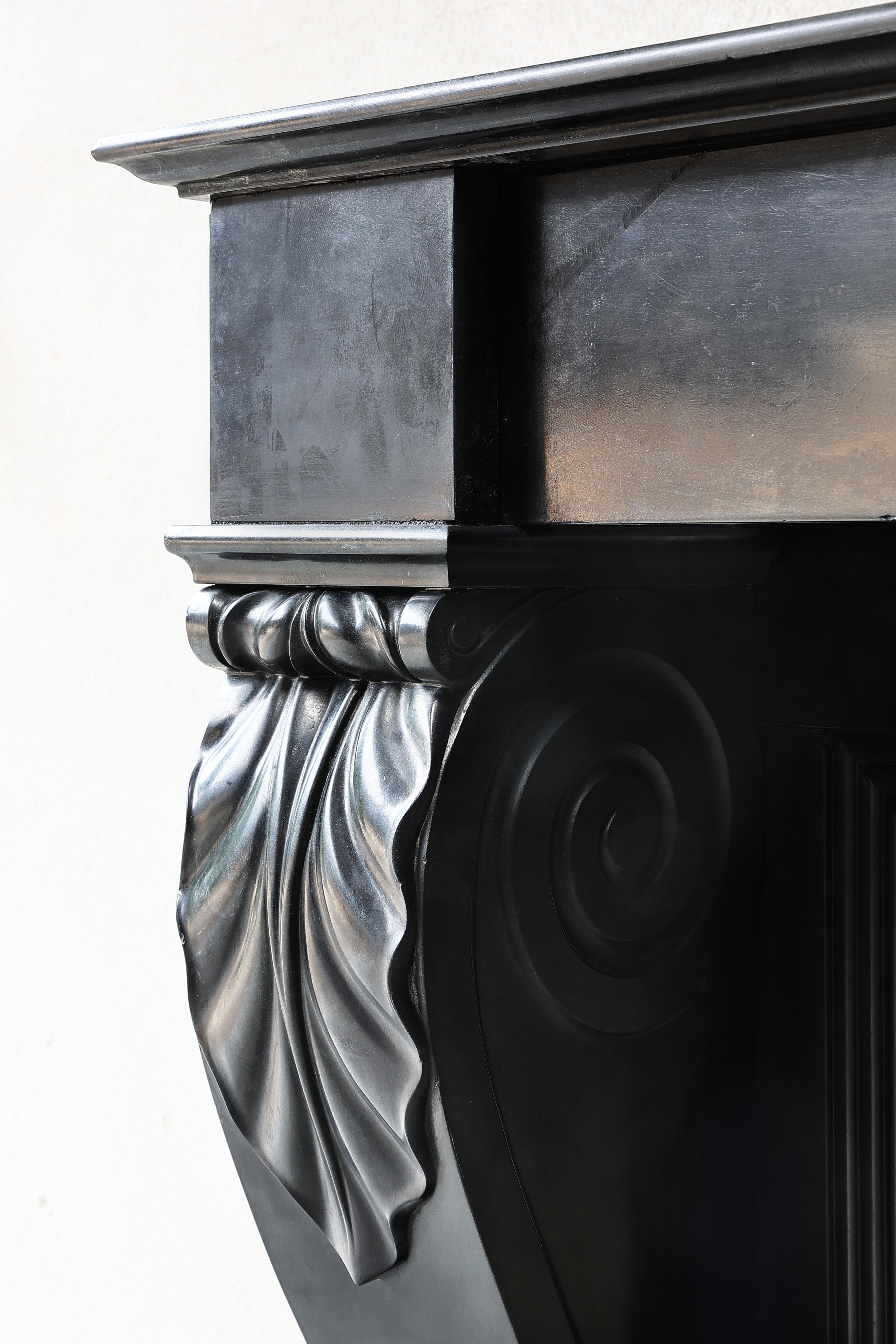 Noir De Mazy Marble Fireplace from the 19th Century in Style of Louis XVI For Sale 7