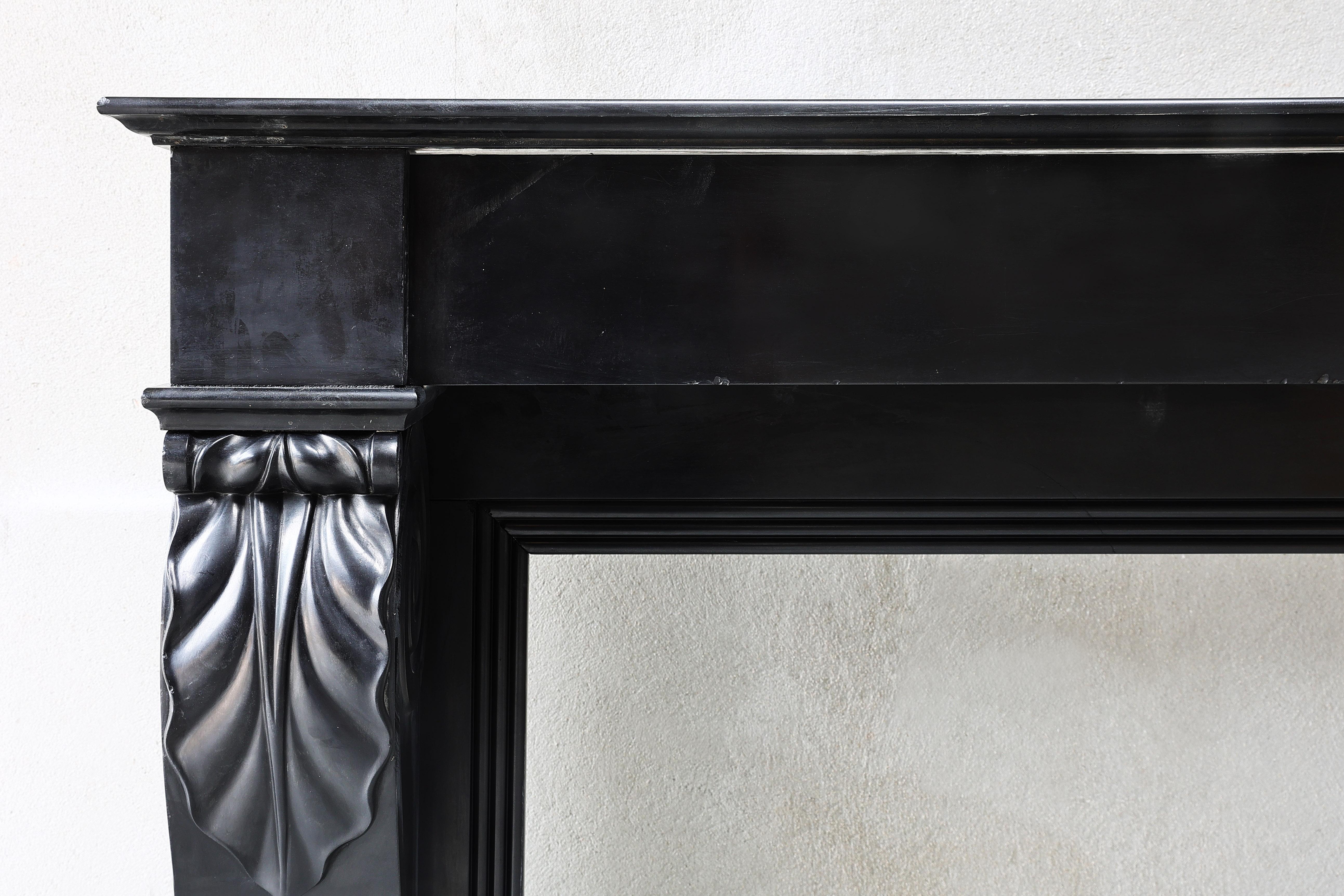 Noir De Mazy Marble Fireplace from the 19th Century in Style of Louis XVI In Good Condition For Sale In Made, NL