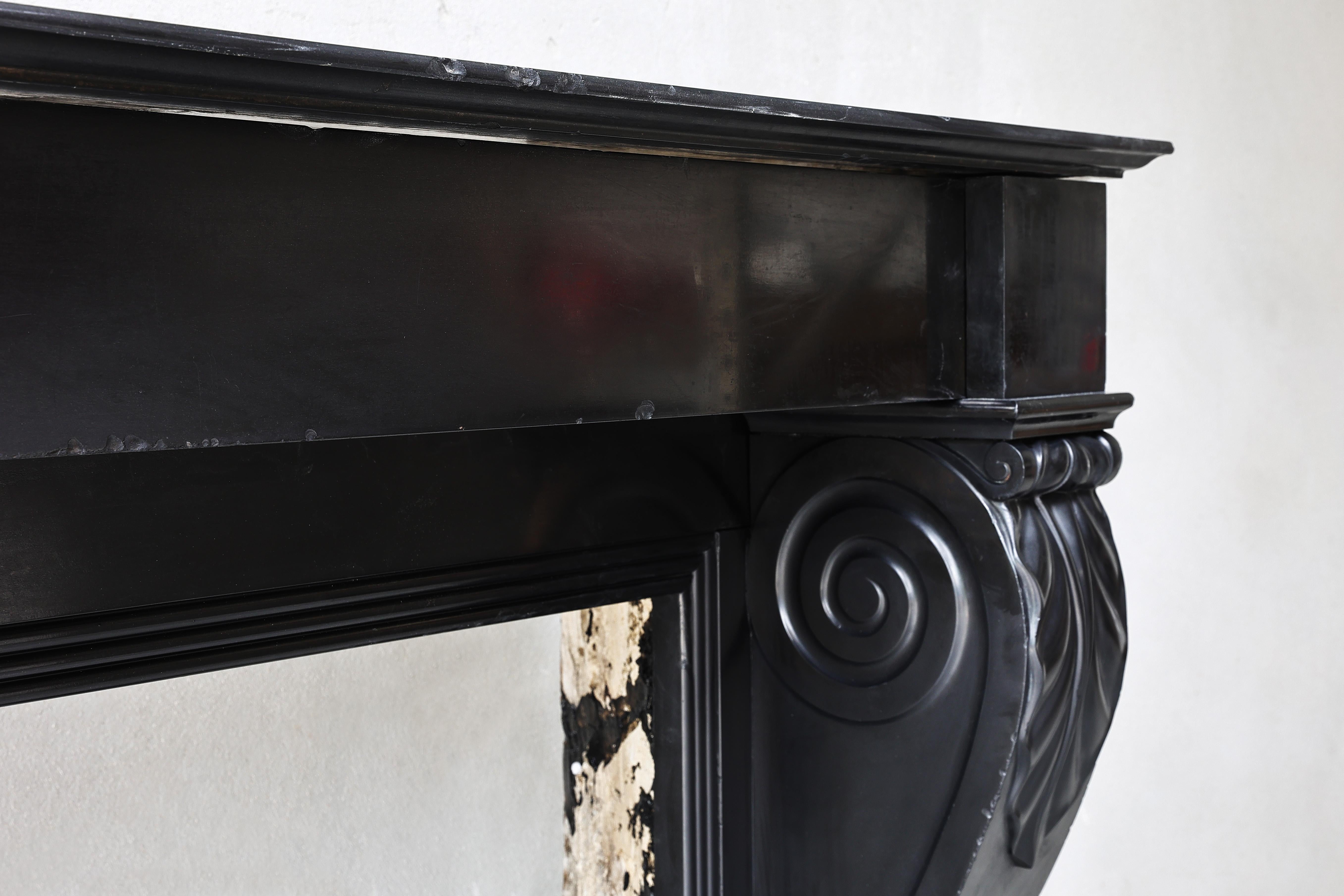 Noir De Mazy Marble Fireplace from the 19th Century in Style of Louis XVI For Sale 1
