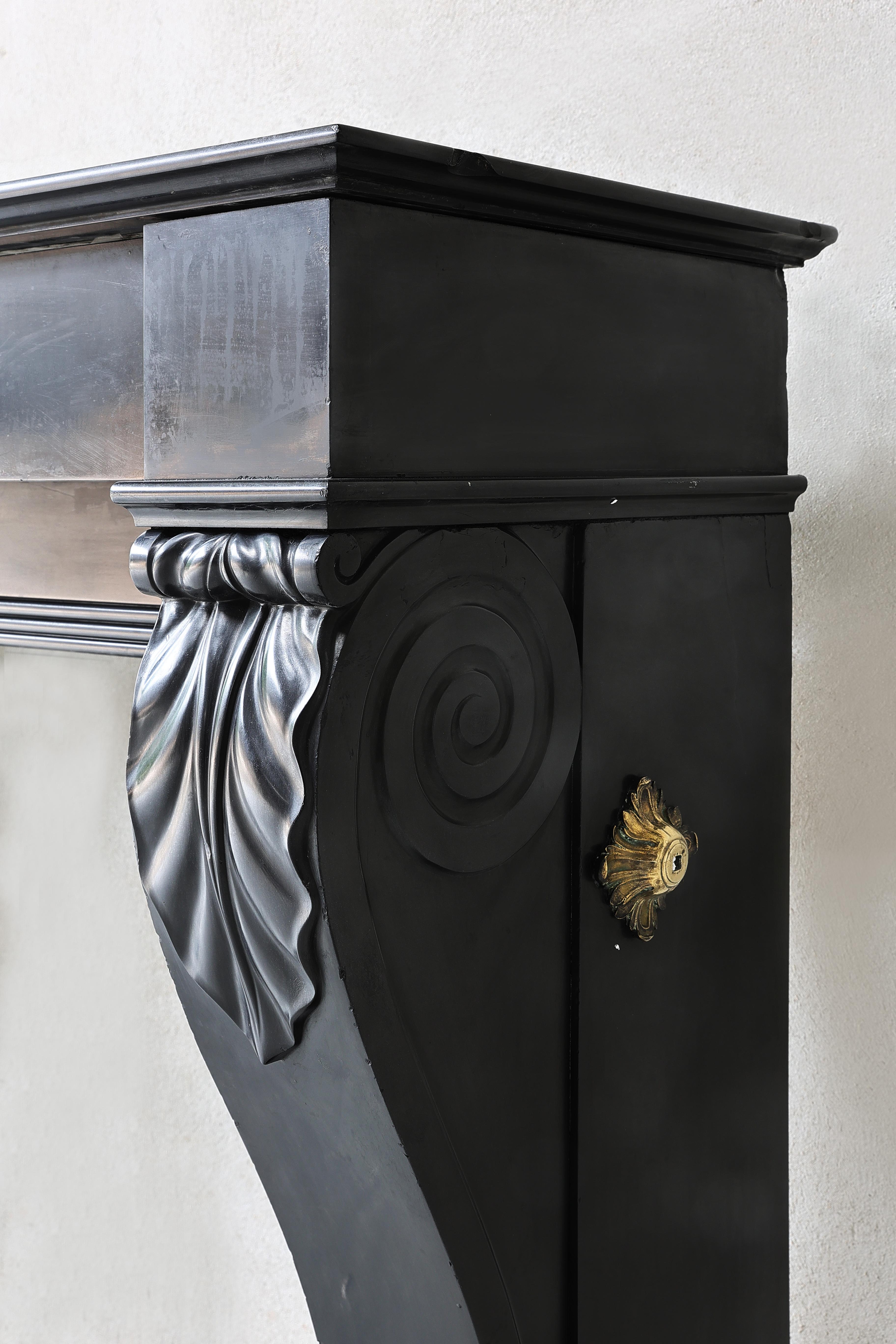 Noir De Mazy Marble Fireplace from the 19th Century in Style of Louis XVI For Sale 4