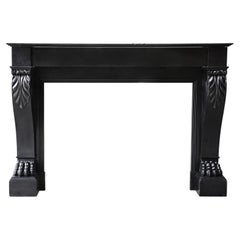 Antique Noir De Mazy Marble Fireplace from the 19th Century in Style of Louis XVI