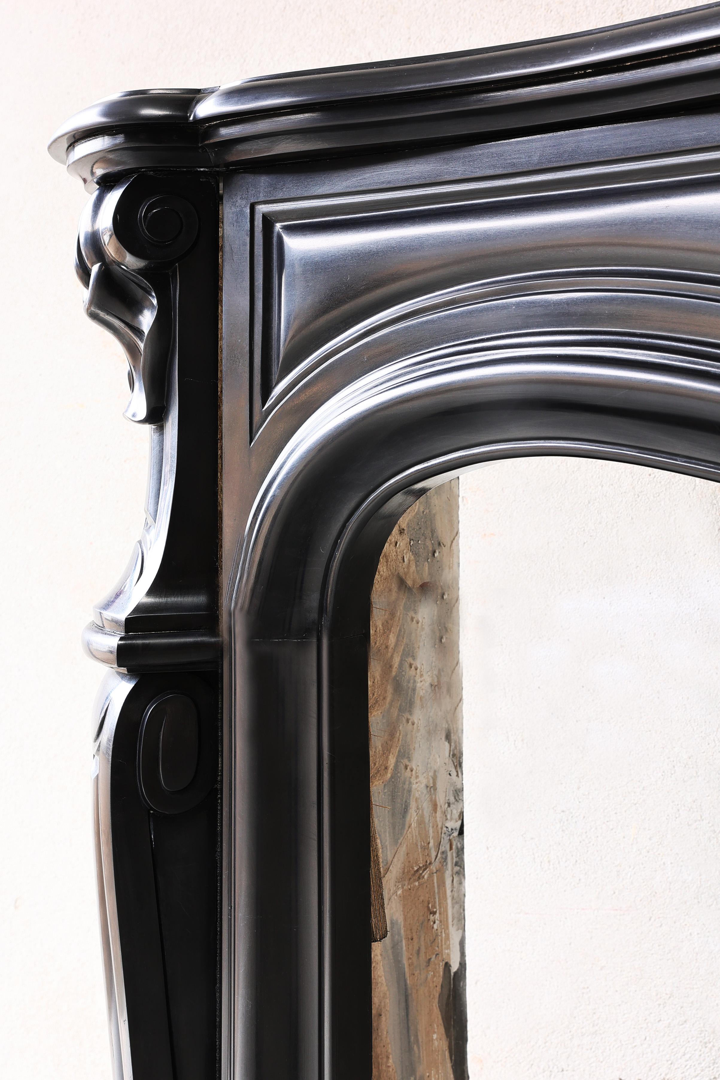 Noir De Mazy Marble Mantle Surround, Fireplace in Style of Louis XV, 19th Cent For Sale 6
