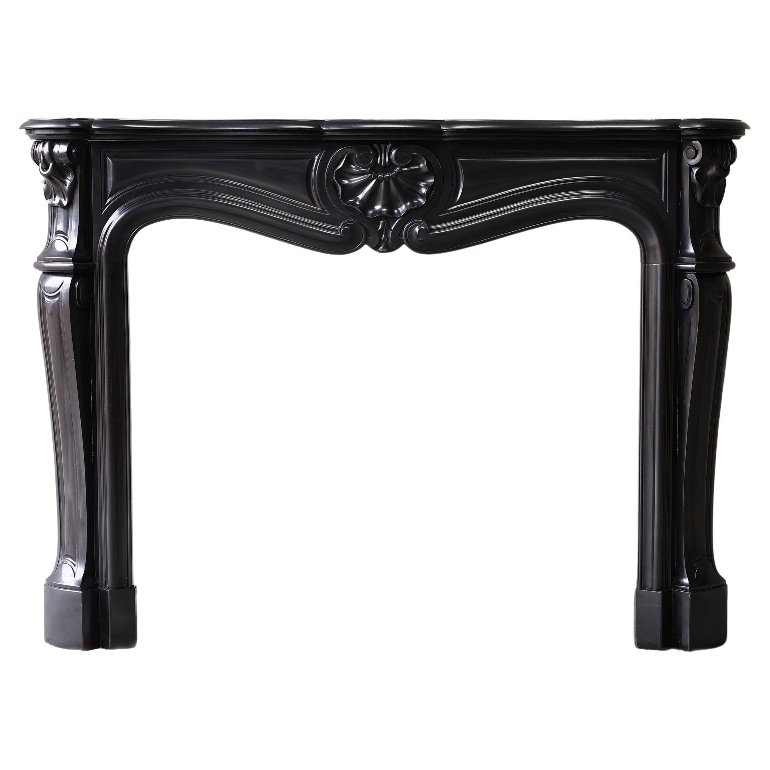 Noir De Mazy Marble Mantle Surround, Fireplace in Style of Louis XV, 19th Cent