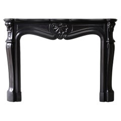 Antique Noir De Mazy Marble Mantle Surround, Fireplace in Style of Louis XV, 19th Cent