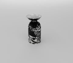 Noir Grand Black and White Marble End Table