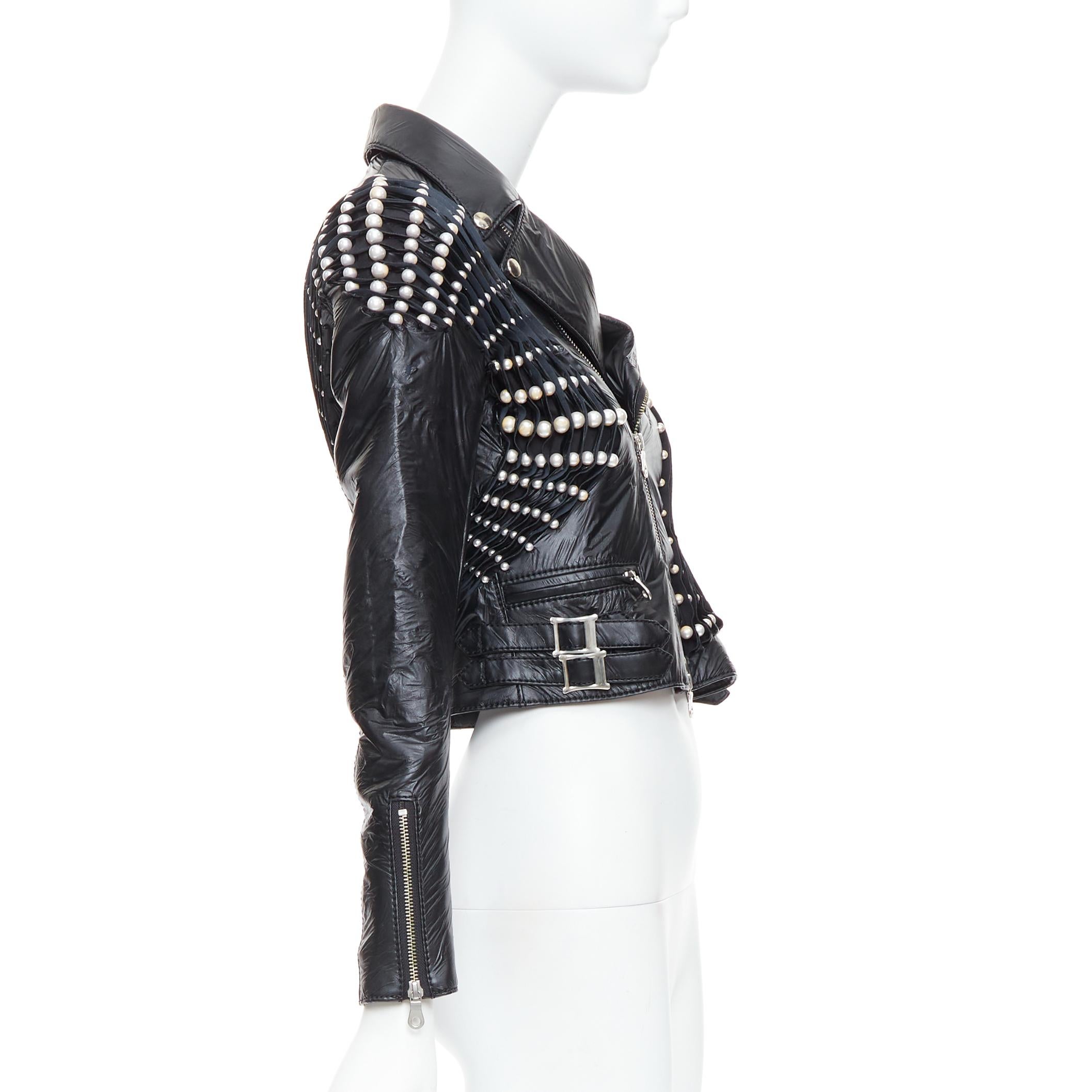 De las mujeres NOIR KEI NINOMIYA 2014 chaqueta negra de piel sintética con perlas S en venta