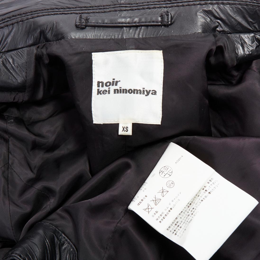 NOIR KEI NINOMIYA 2014 chaqueta negra de piel sintética con perlas S en venta 4