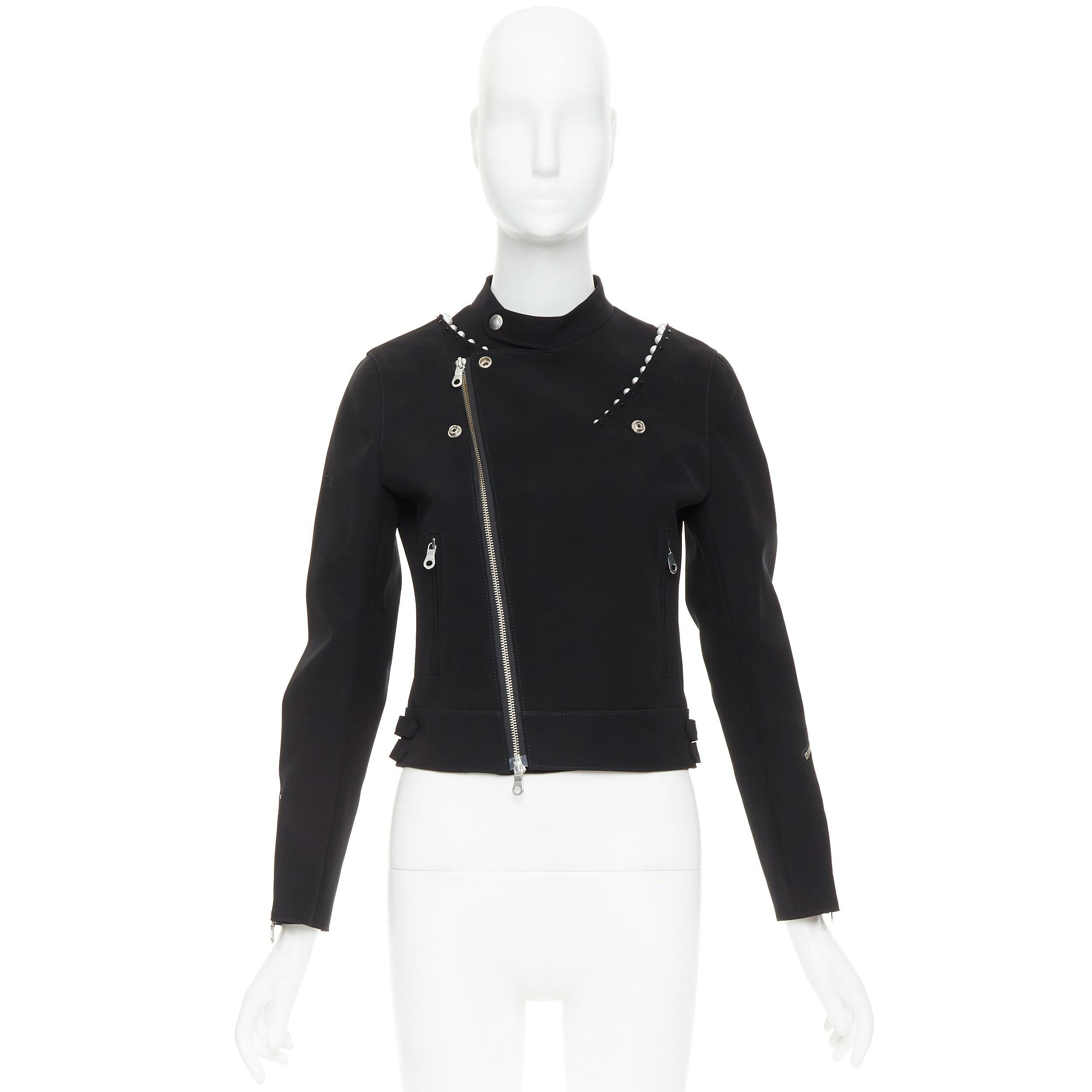 NOIR KEI NINOMIYA 2015 noir kei ninomiya veste de motard en perles noir mat S en vente 5