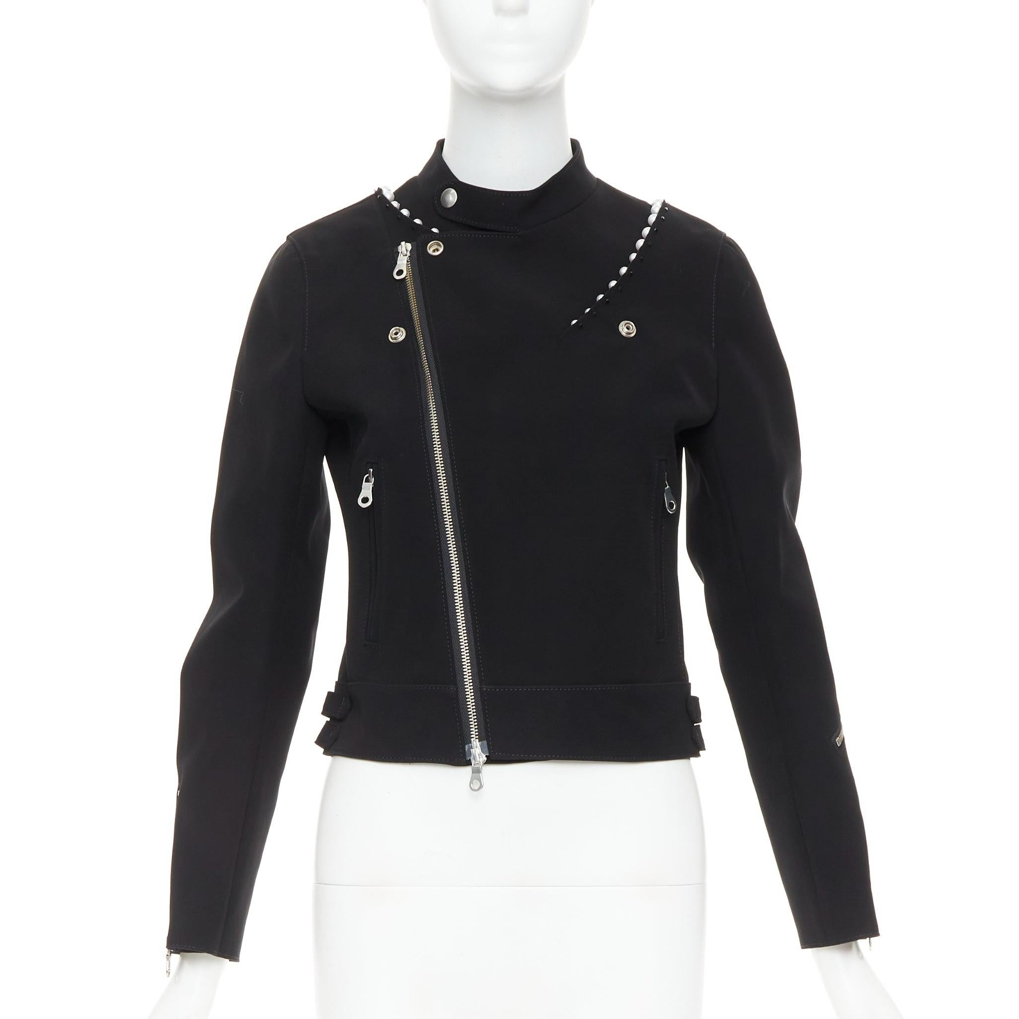 Noir NOIR KEI NINOMIYA 2015 noir kei ninomiya veste de motard en perles noir mat S en vente
