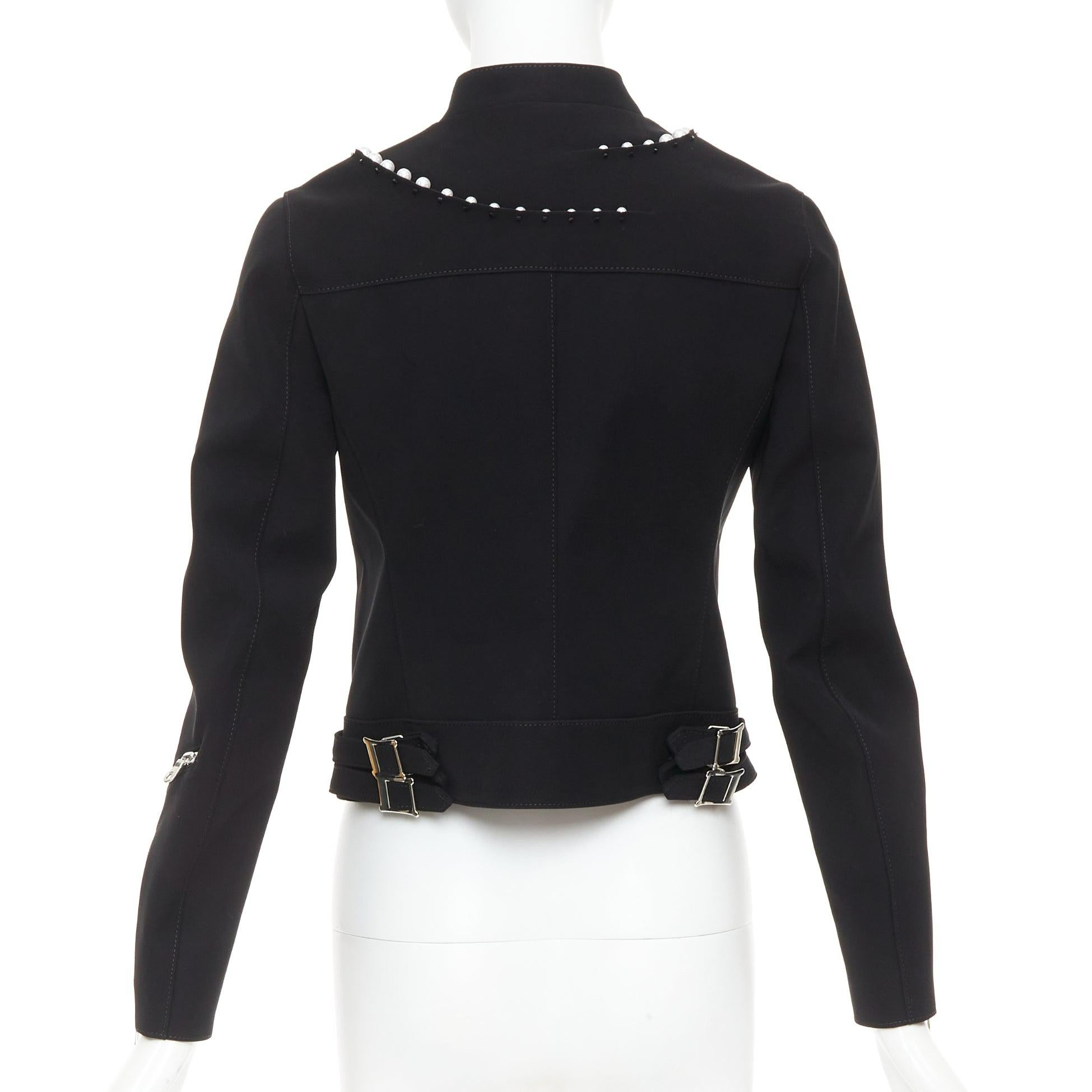 NOIR KEI NINOMIYA 2015 noir kei ninomiya veste de motard en perles noir mat S en vente 1