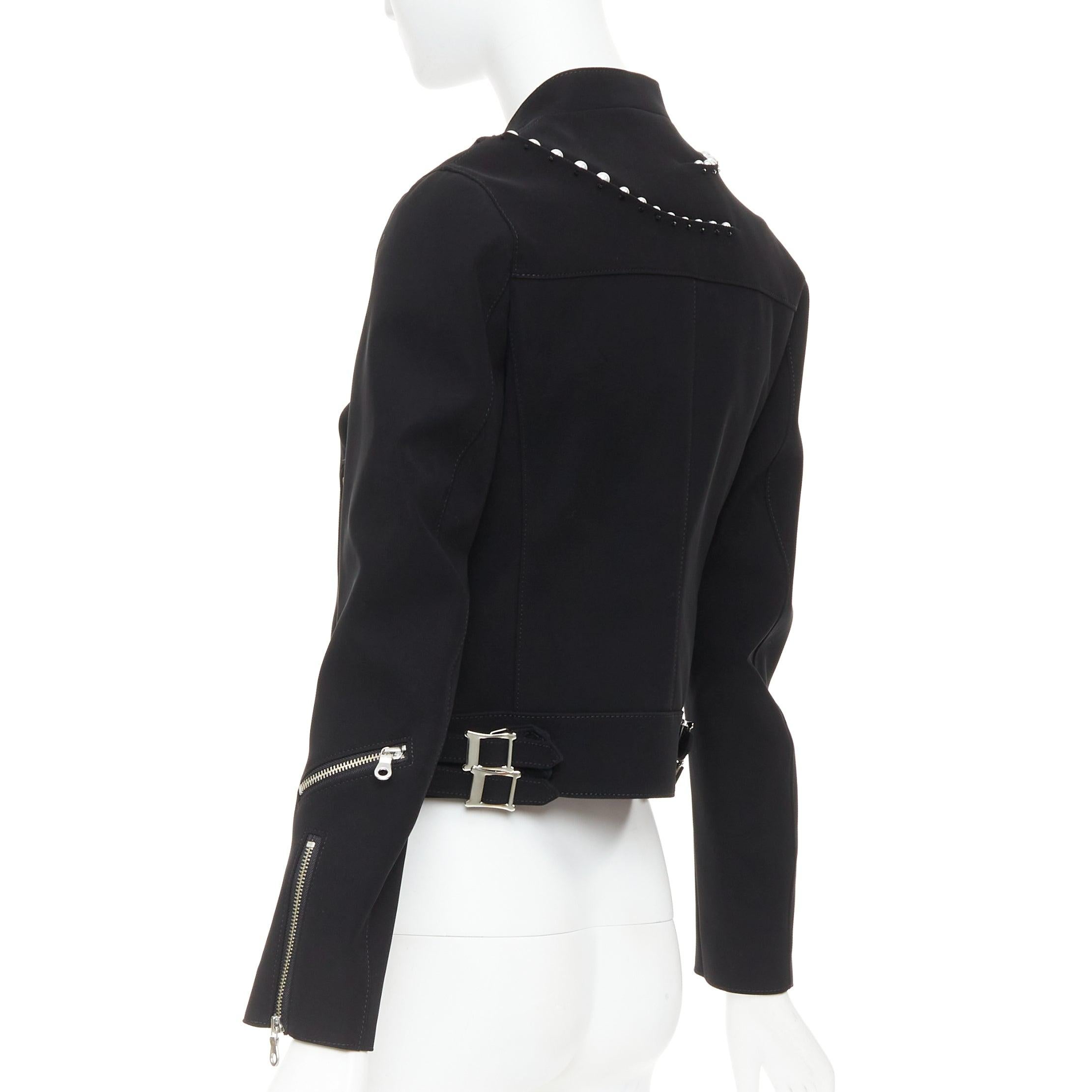 NOIR KEI NINOMIYA 2015 noir kei ninomiya veste de motard en perles noir mat S en vente 2