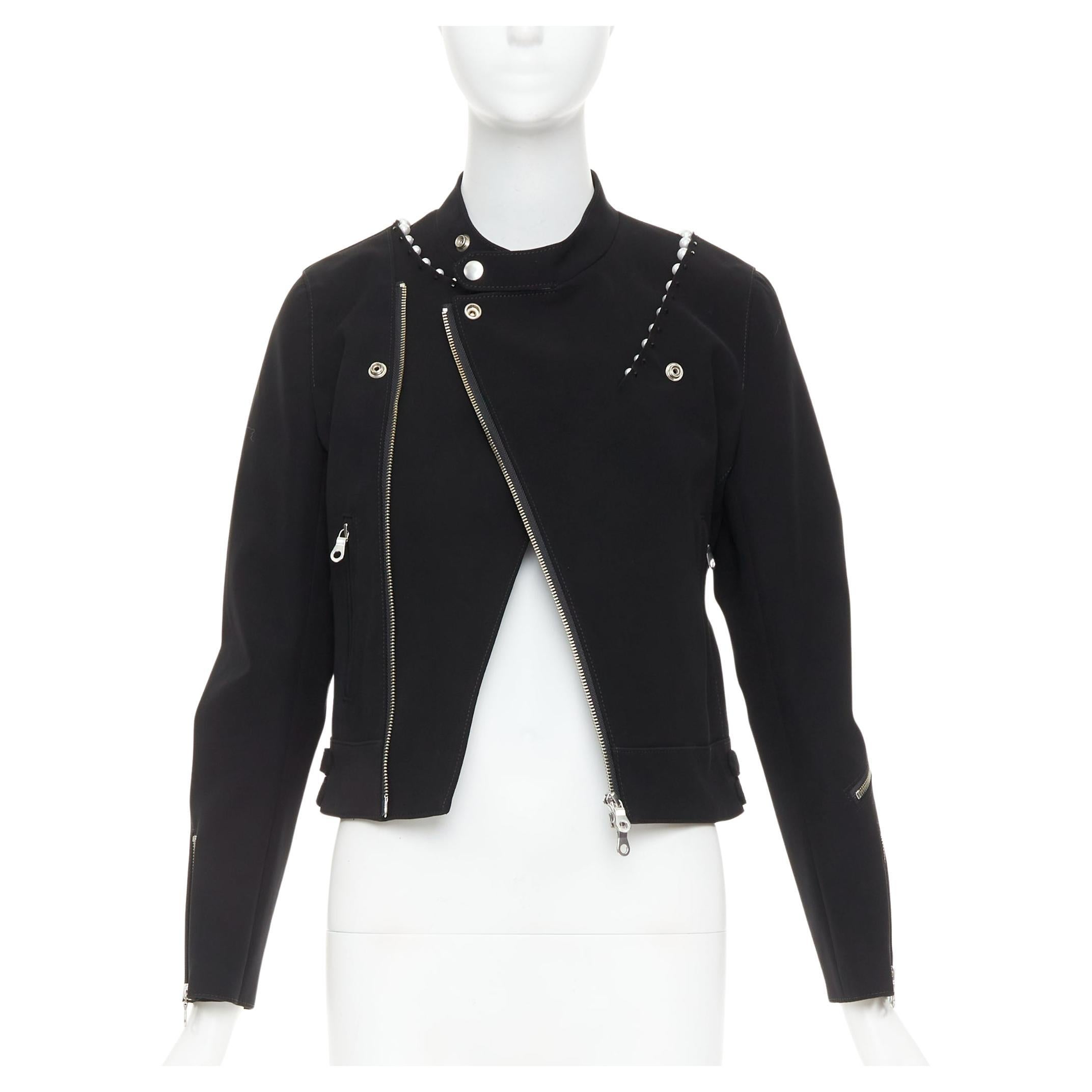 NOIR KEI ninomiya 2015 giacca biker con perline nere opache S