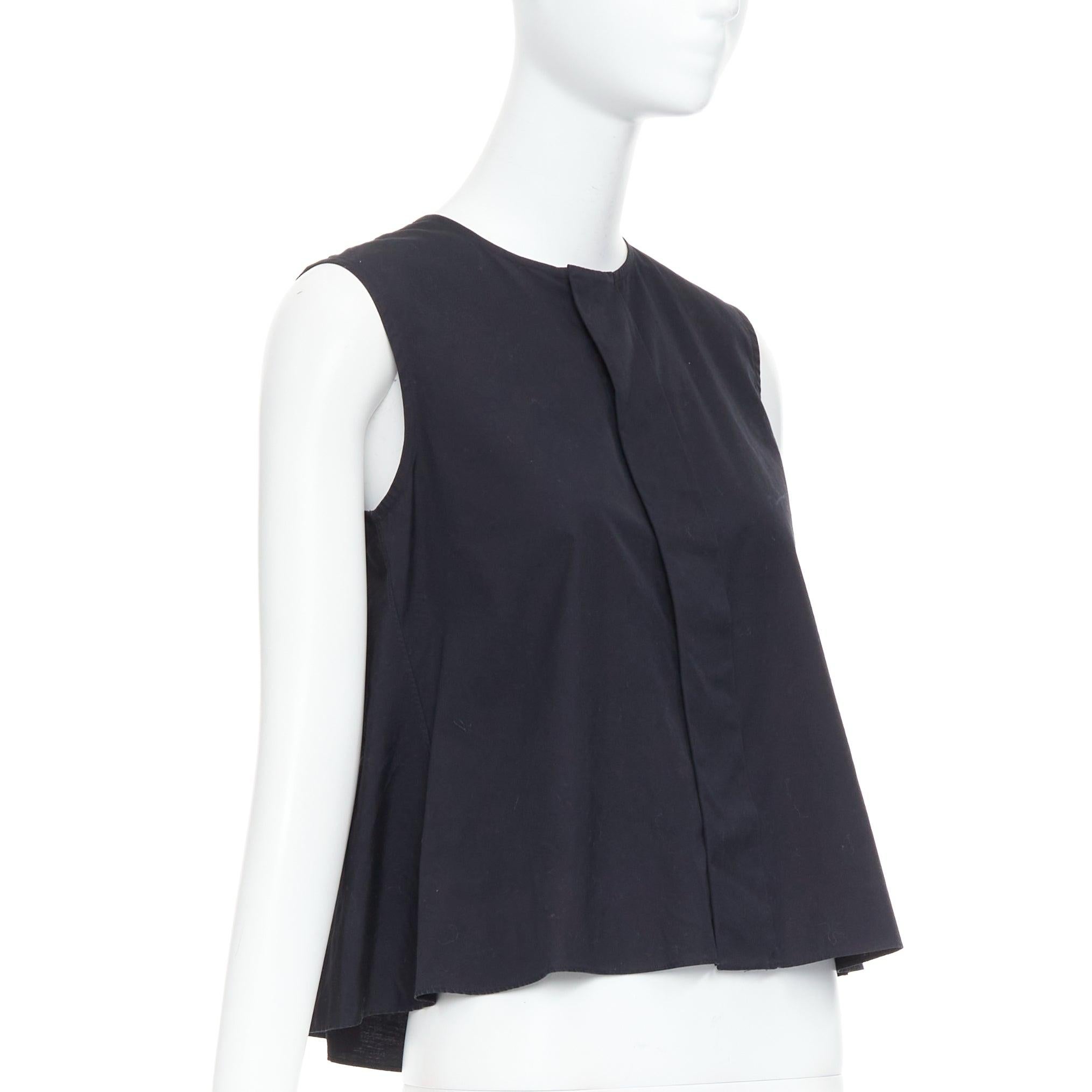 NOIR KEI NINOMIYA 2016 top acampanado de algodón negro con botones ocultos delante S Negro en venta