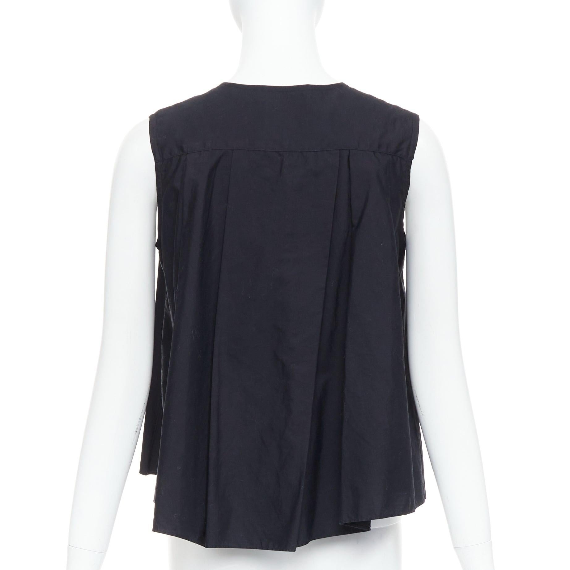 De las mujeres NOIR KEI NINOMIYA 2016 top acampanado de algodón negro con botones ocultos delante S en venta