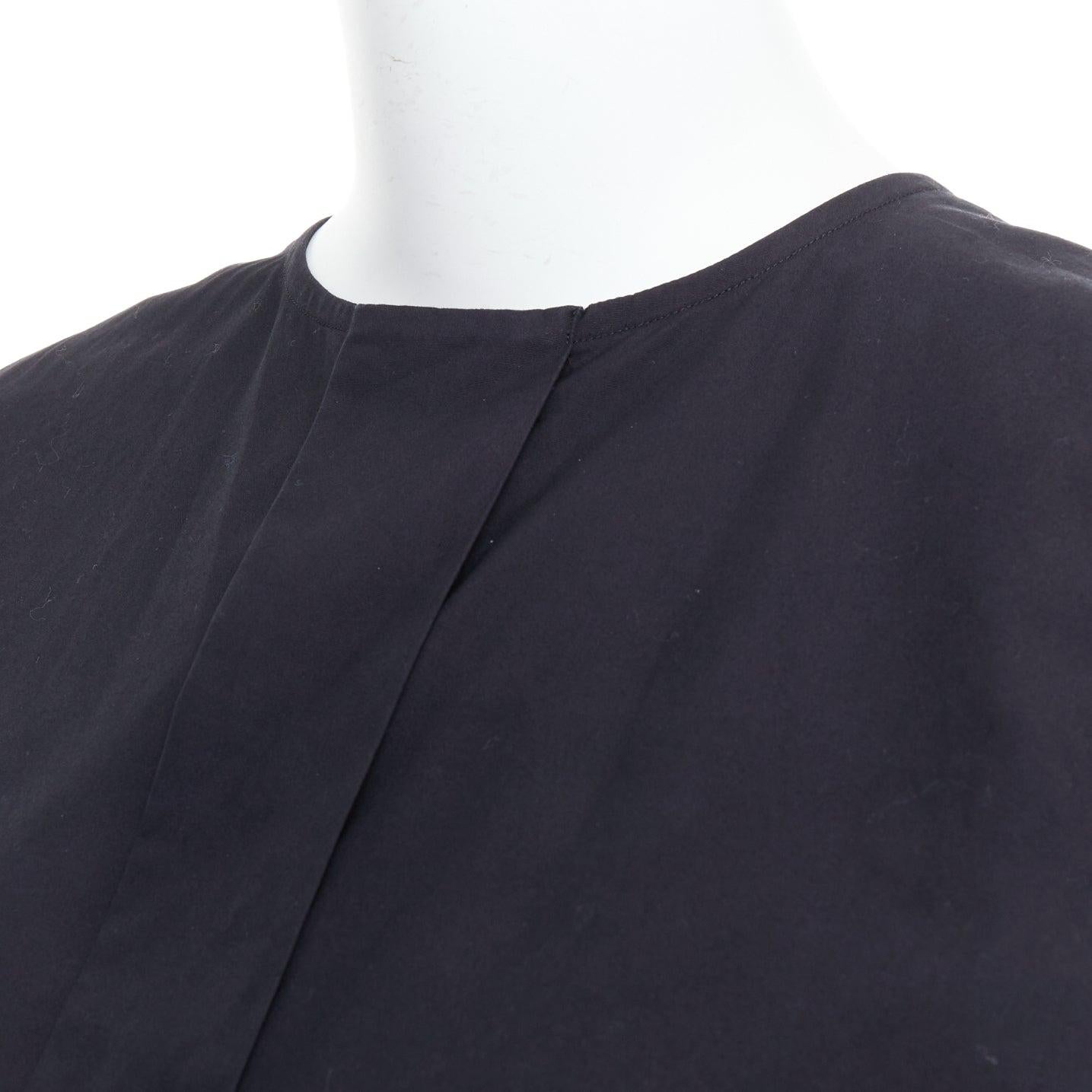 NOIR KEI NINOMIYA 2016 top acampanado de algodón negro con botones ocultos delante S en venta 1