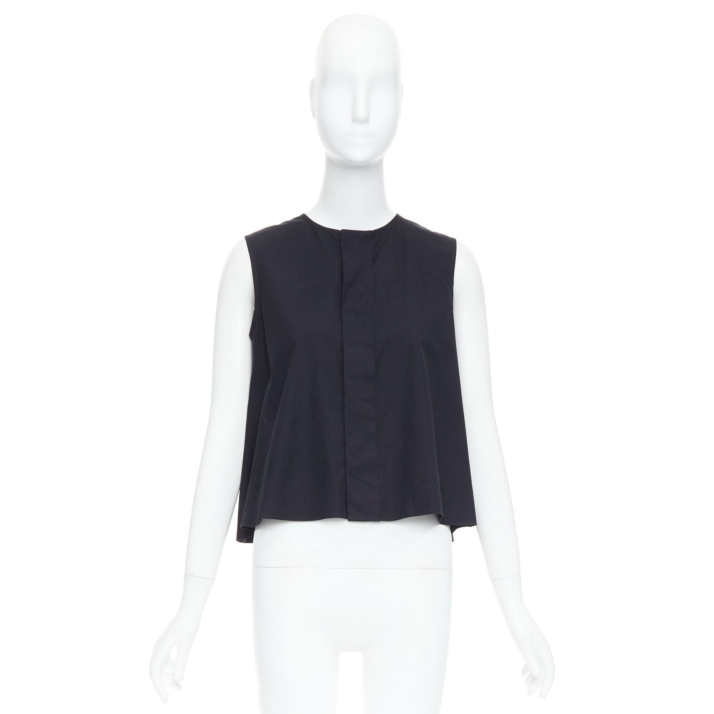 NOIR KEI NINOMIYA 2016 top acampanado de algodón negro con botones ocultos delante S en venta 4