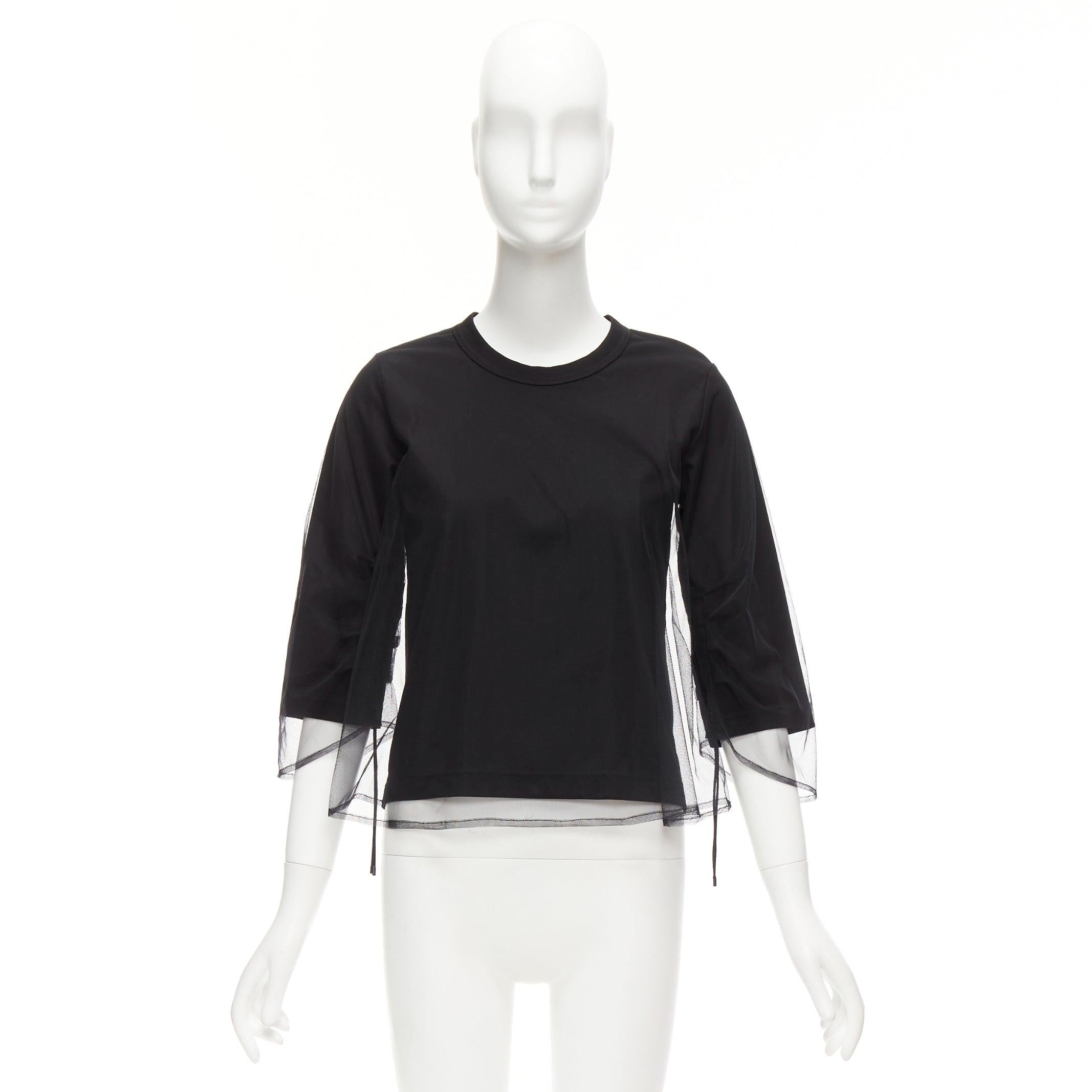 NOIR KEI NINOMIYA 2018 - Felpa nera in tulle trasparente con maniche increspate XS in vendita 4