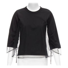 Noir kei ninomiya 2018 noir kei ninomiya noir coton tulle superposé manches froncées tshirt XS