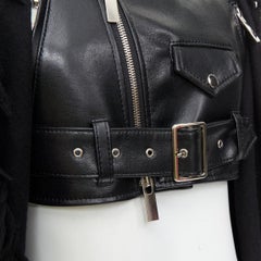 NOIR KEI NINOMIYA 2018 Runway Scarf faux leather crop avant garde biker jacket S
