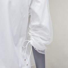 NOIR KEI NINOMIYA 2018 camiseta manga fruncida superpuesta de tul de algodón blanco XS