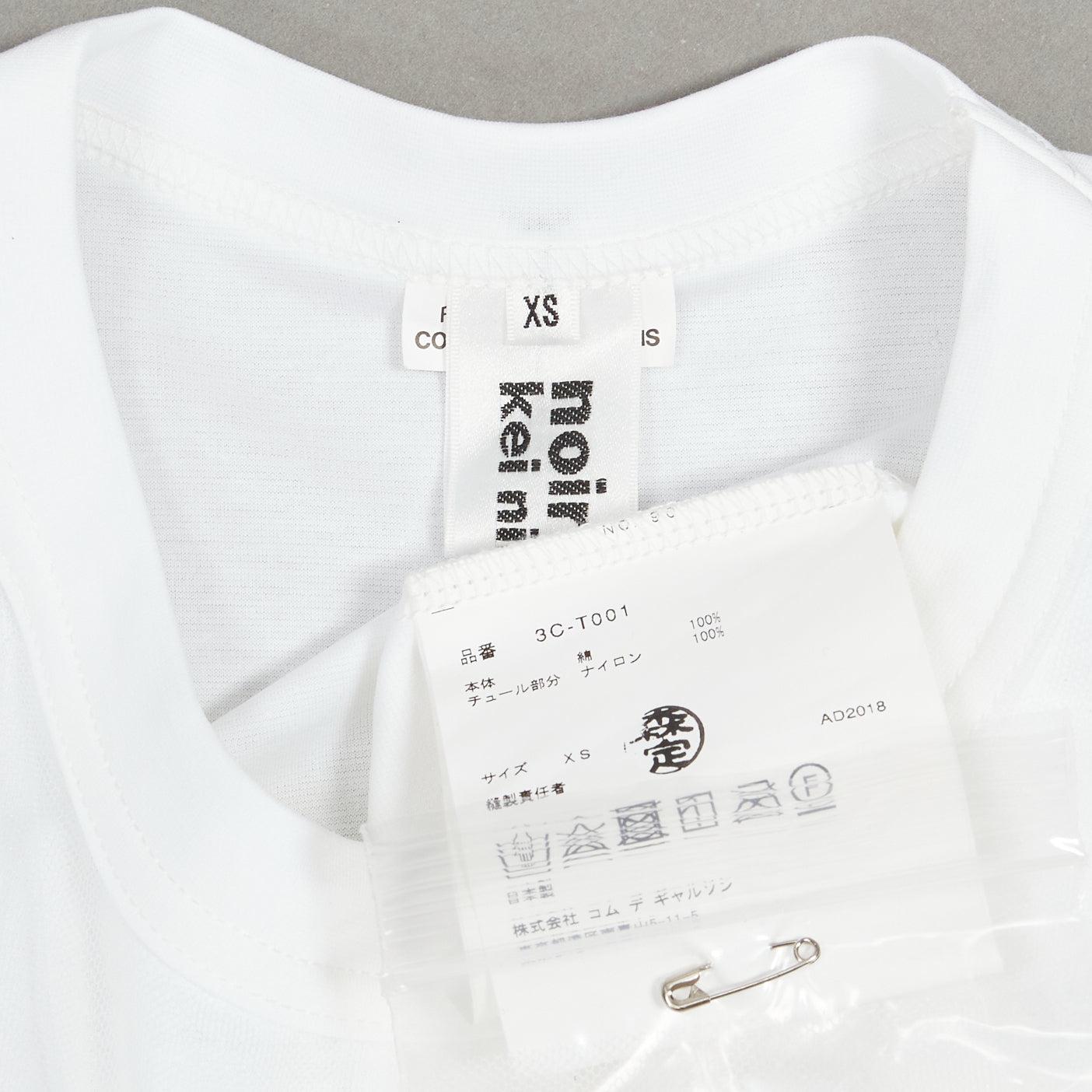 NOIR KEI NINOMIYA 2018 t-shirt in cotone bianco con maniche increspate e sovrapposizione di tulle XS in vendita 3