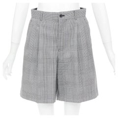 NOIR KEI NINOMIYA 2022 grey glen plaid wool pleated tailored bermuda shorts XS