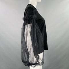 NOIR KEI NINOMIYA Size M Black Cotton Blend Balloon Sleeves Crew Neck Dress Top