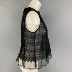 NOIR KEI NINOMIYA - Haut sans manches en tulle noir, taille M