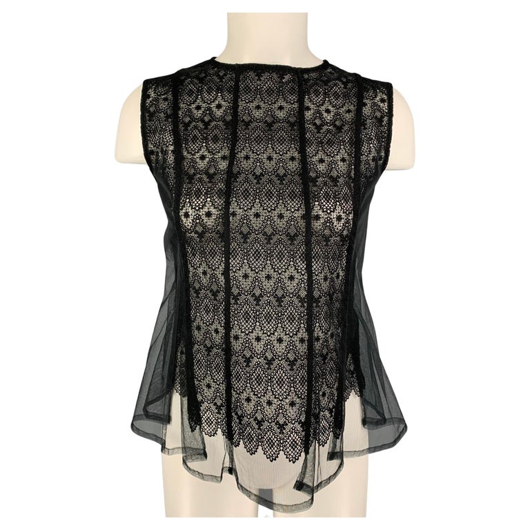 NOIR KEI NINOMIYA Size M Black Tulle Sleeveless Dress Top For Sale at