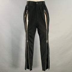 NOIR KEI NINOMIYA - Pantalon décontracté fuselé en laine noire, taille S, avec fermetures éclair