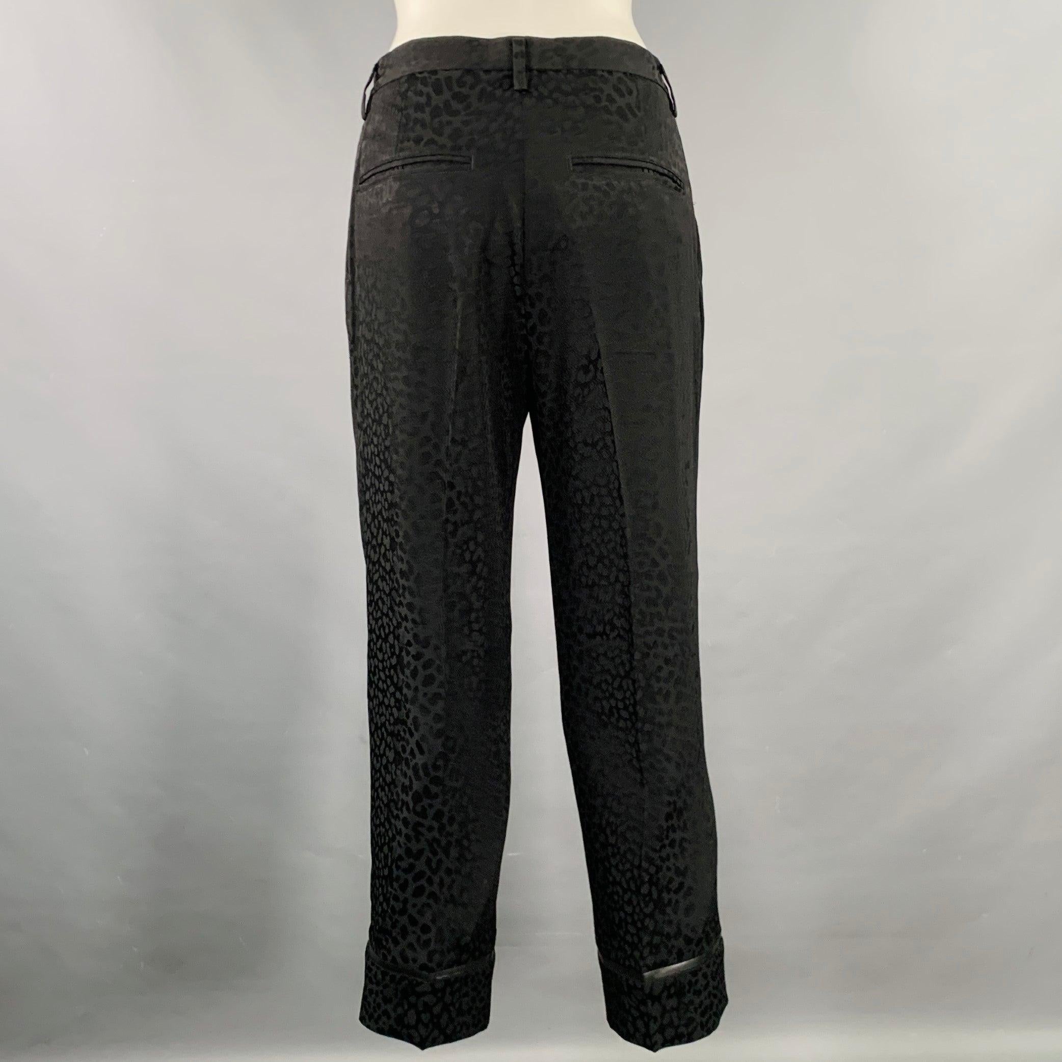 NOIR KEI NINOMIYA Size XS Black Triacetate Blend Jacquard Zip Fly Dress Pants In Excellent Condition For Sale In San Francisco, CA
