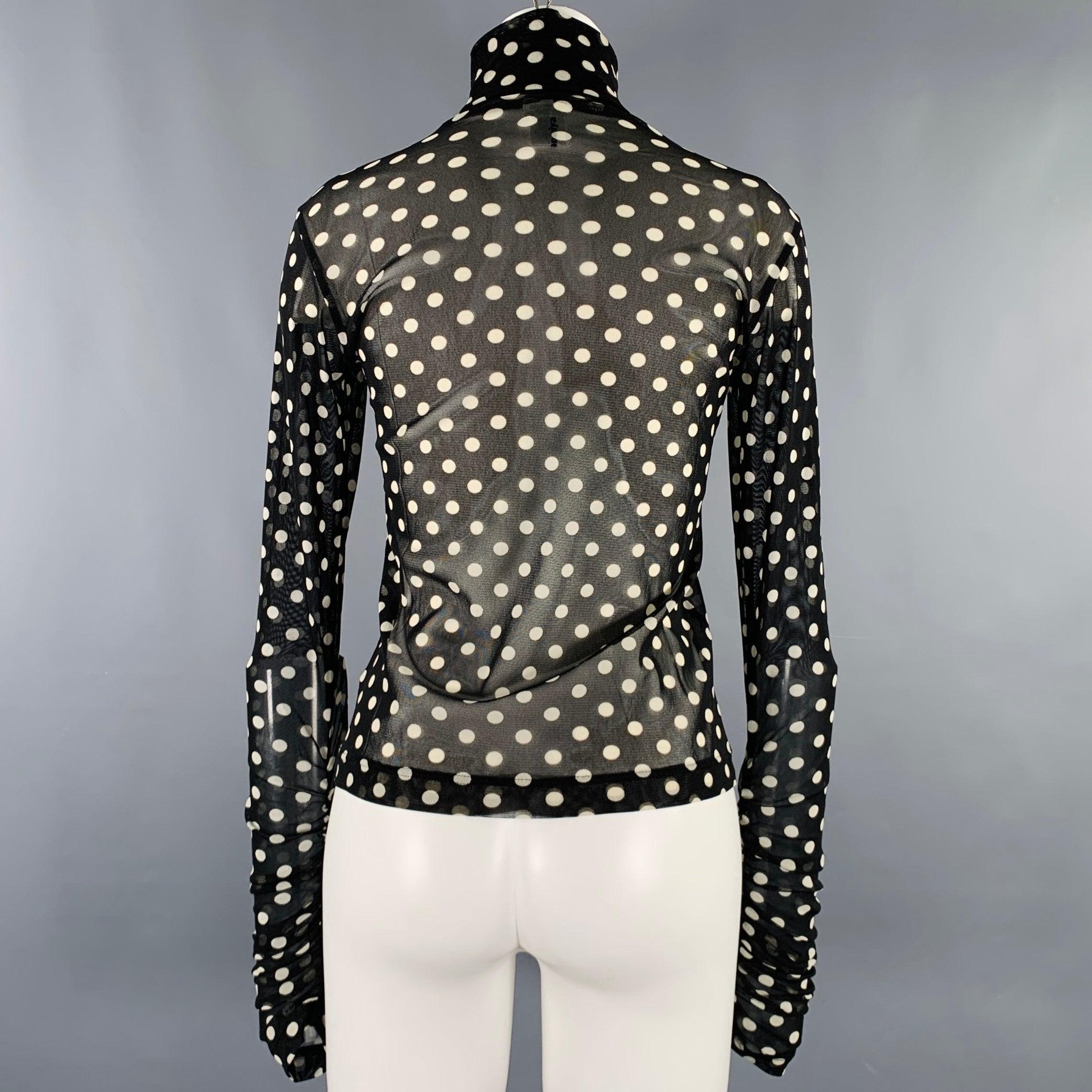 NOIR KEI NINOMIYA Rollkragenpullover aus Polyester in Schwarz und Weiß gepunktet, Größe XS im Zustand „Hervorragend“ im Angebot in San Francisco, CA