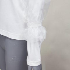 NOIR KEI NINOMIYA white cotton sheer overlay puff sleeve tshirt S