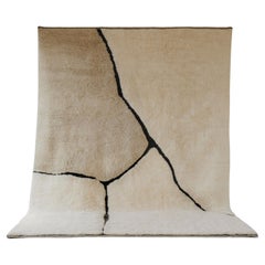 NOIR LIMA Tapis de laine berbère personnalisé Moderne Tissé à la main Grand Minimaliste Contemporain