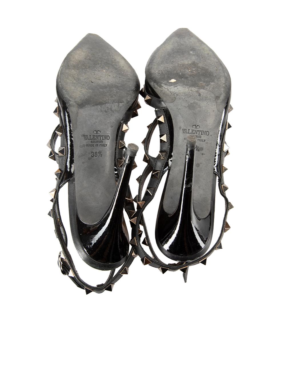 Women's Noir Patent Leather Rockstud Heels Size IT 38.5