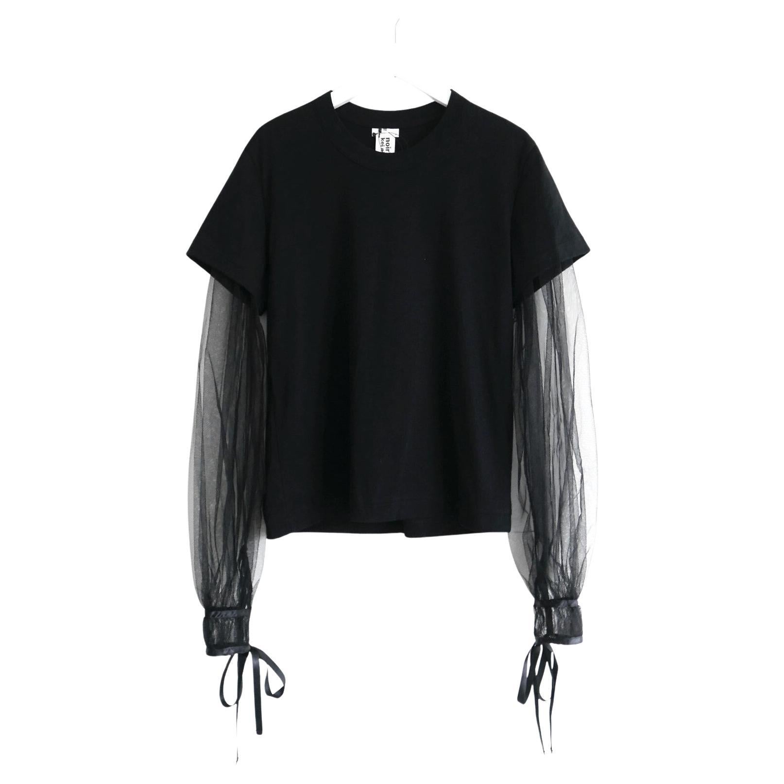Noir Rei Ninomiya Black Tulle Sleeve T-shirt Top
